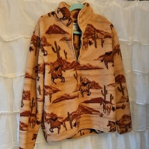 Old West Tan and Brown Fleece Jacket